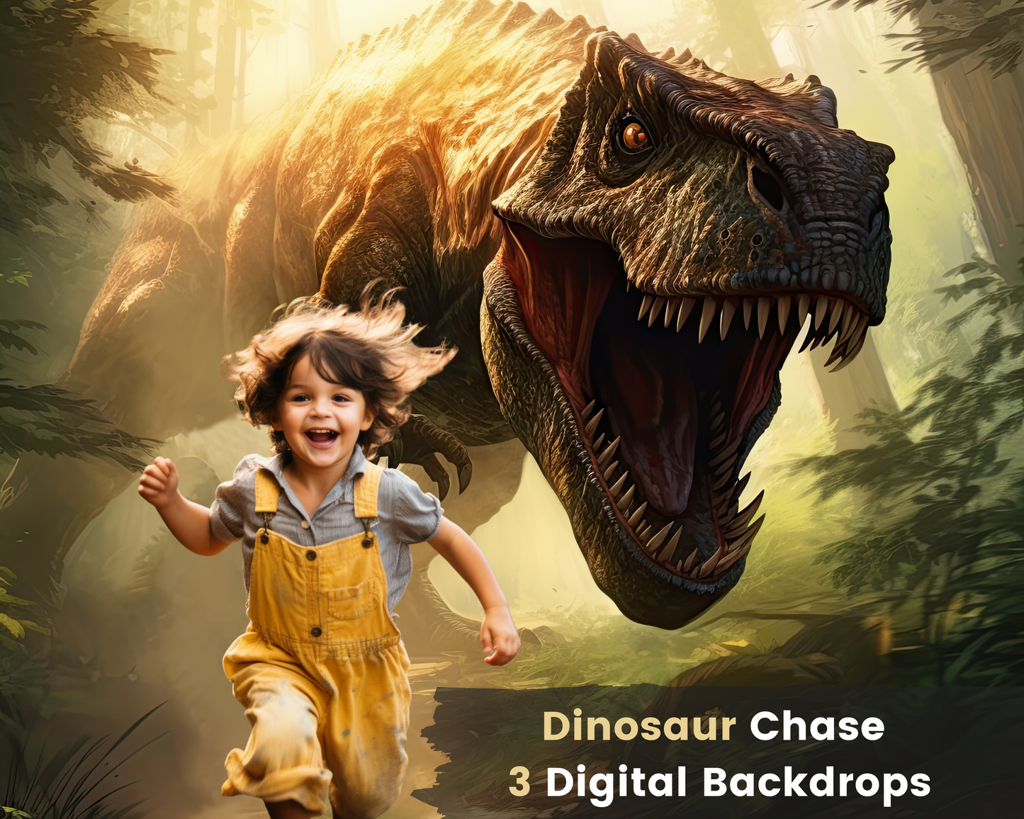 Dinosaur Chase | Fantasy Digital Backdrops