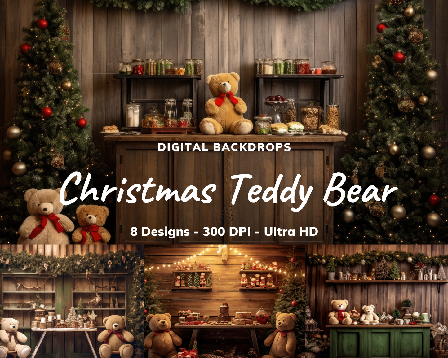 Christmas Teddybear | Digital Backdrops