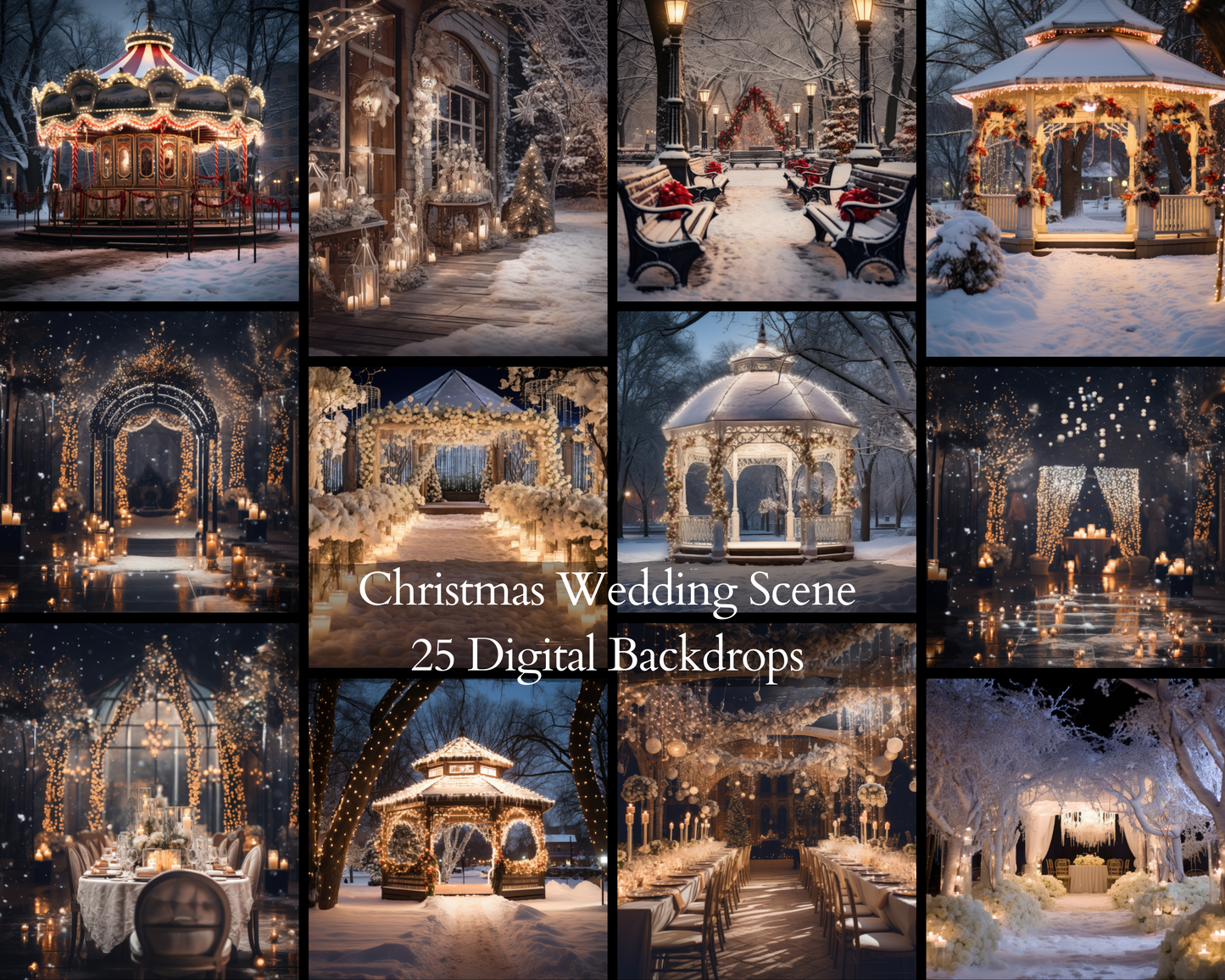 Christmas Wedding Scene | Digital Backdrops