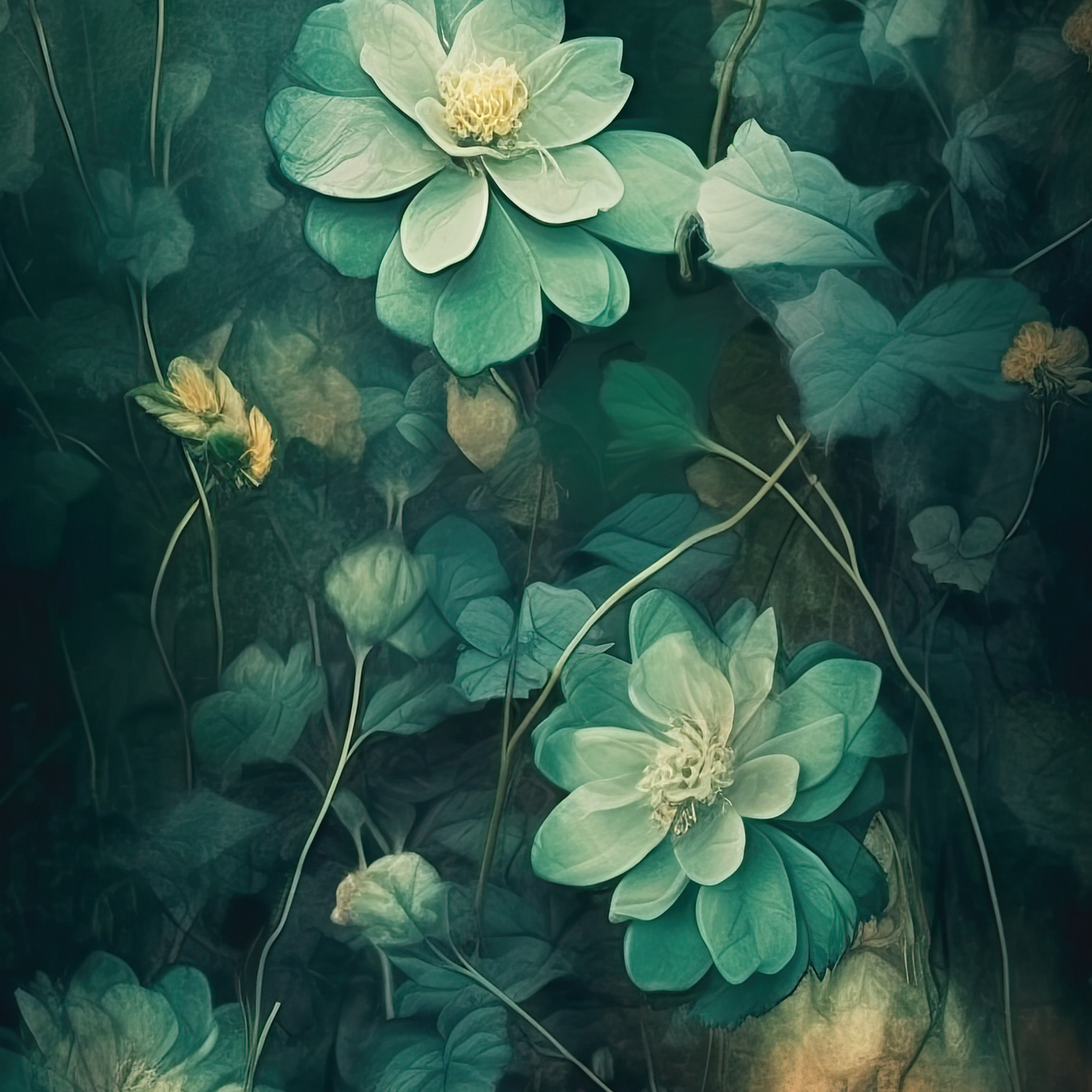 Green Floral Canvas