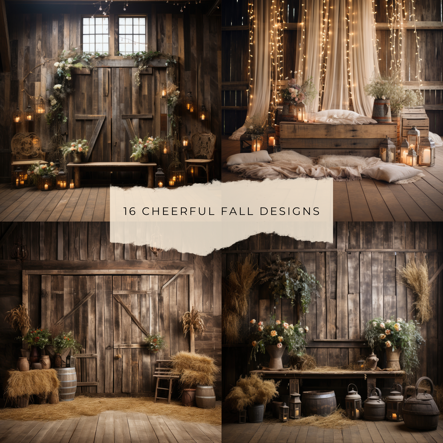 Autumn Rustic Barns | Fall Digital Backdrops