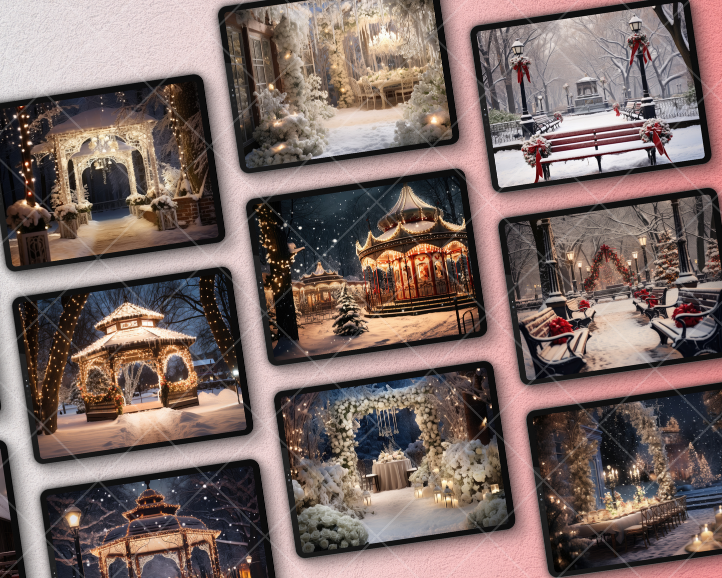 Christmas Wedding Scene | Digital Backdrops